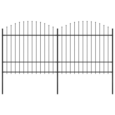 Garden fence with black steel spear points (1.5-1.75)x3.4m by vidaXL, fence panels - Ref: Foro24-277740, Price: 181,61 €, Dis...