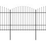 Garden fence with black steel spear points (1.5-1.75)x3.4m by vidaXL, fence panels - Ref: Foro24-277740, Price: 181,61 €, Dis...