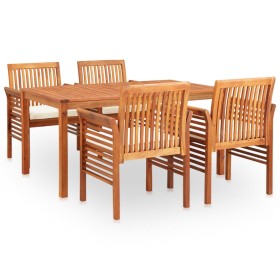 Set comedor de jardín 5 pzas y cojines madera maciza de acacia de vidaXL, Conjuntos de jardín - Ref: Foro24-278897, Precio: 5...