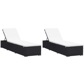 Sun loungers with cushions 2 pcs black synthetic rattan by vidaXL, Loungers - Ref: Foro24-277088, Price: 301,99 €, Discount: %