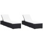 Sun loungers with cushions 2 pcs black synthetic rattan by vidaXL, Loungers - Ref: Foro24-277088, Price: 305,53 €, Discount: %