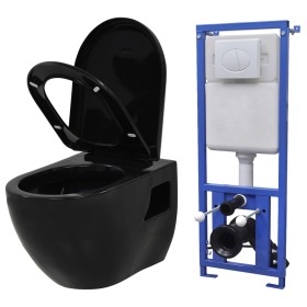 Wall-hung toilet with hidden black ceramic cistern by vidaXL, Bathrooms - Ref: Foro24-275792, Price: 322,86 €, Discount: %