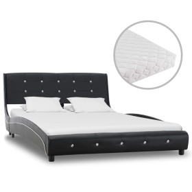 Cama con colchón cuero sintético negro 120x200 cm de vidaXL, Camas y somieres - Ref: Foro24-277575, Precio: 390,99 €, Descuen...