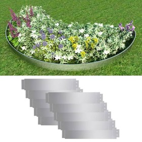 Set de cercas para césped 10 piezas acero galvanizado 100x20cm de vidaXL, Ribetes y bordes para jardín - Ref: Foro24-274902, ...