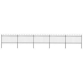 Garden fence with black steel hoop tips 8.5x1 m by vidaXL, fence panels - Ref: Foro24-277660, Price: 404,24 €, Discount: %