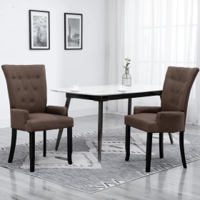 Sillas de comedor con reposabrazos 2 unidades tela marrón de vidaXL, Sillas de comedor - Ref: Foro24-276911, Precio: 270,99 €...