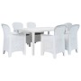 Set de muebles de jardín 7 pzas plástico blanco aspecto ratán de vidaXL, Conjuntos de jardín - Ref: Foro24-276125, Precio: 92...