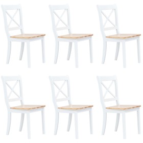 Sillas de comedor 6 uds madera maciza de caucho blanco y madera de vidaXL, Sillas de comedor - Ref: Foro24-277544, Precio: 44...