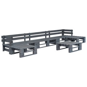 6-piece gray wood pallet garden furniture set by vidaXL, Garden sets - Ref: Foro24-276320, Price: 333,73 €, Discount: %