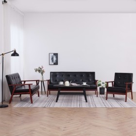 3-Piece Black Faux Leather Sofa Set by vidaXL, Sofas - Ref: Foro24-278398, Price: 649,99 €, Discount: %