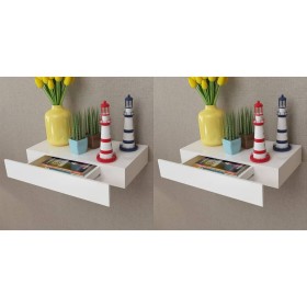 Estantes de pared flotantes con cajones 2 uds blanco 48 cm de vidaXL, Estantes y estanterías - Ref: Foro24-276001, Precio: 71...