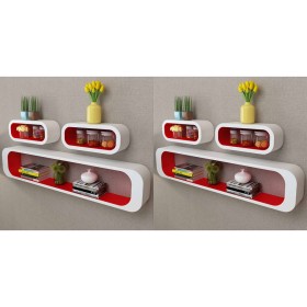 Cube wall shelves 6 units white and red by vidaXL, Shelves and shelves - Ref: Foro24-275976, Price: 204,54 €, Discount: %