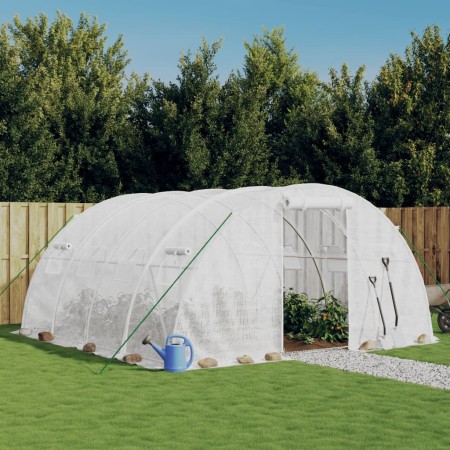 Greenhouse with white steel structure 16 m² 4x4x2 m by vidaXL, Greenhouses - Ref: Foro24-3188072, Price: 221,64 €, Discount: %