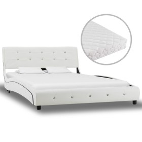 Bed with white synthetic leather mattress 120x200 cm by vidaXL, Beds and slatted bases - Ref: Foro24-277570, Price: 608,76 €,...