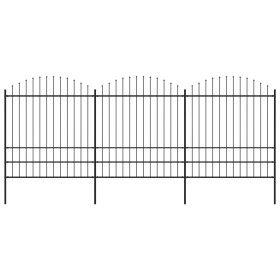 Garden fence with black steel spearheads (1.75-2)x5.1 m by vidaXL, fence panels - Ref: Foro24-277750, Price: 374,11 €, Discou...