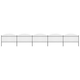 Garden fence with black steel spearheads (1.25-1.5)x8.5m by vidaXL, fence panels - Ref: Foro24-277734, Price: 378,99 €, Disco...