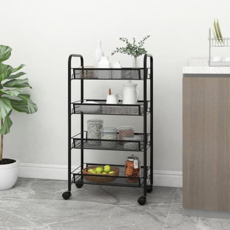 Kitchen cart 4 levels black iron 46x26x85 cm by vidaXL, Kitchen and dining carts - Ref: Foro24-336325, Price: 39,63 €, Discou...