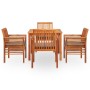 Set comedor de jardín 5 pzas y cojines madera maciza de acacia de vidaXL, Conjuntos de jardín - Ref: Foro24-278902, Precio: 5...