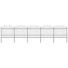 Garden fence with black steel spearheads (1.5-1.75)x8.5m by vidaXL, fence panels - Ref: Foro24-277743, Price: 422,46 €, Disco...