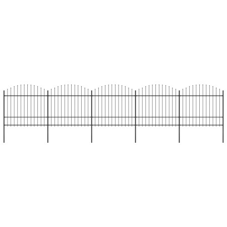 Garden fence with black steel spearheads (1.5-1.75)x8.5m by vidaXL, fence panels - Ref: Foro24-277743, Price: 422,46 €, Disco...