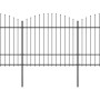 Garden fence with black steel spearheads (1.5-1.75)x8.5m by vidaXL, fence panels - Ref: Foro24-277743, Price: 422,46 €, Disco...