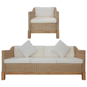 Natural rattan sofa set with cushions 2 pieces by vidaXL, Sofas - Ref: Foro24-278617, Price: 909,22 €, Discount: %