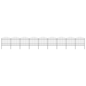 Garden fence with black steel spearhead (1.5-1.75)x15.3m by vidaXL, fence panels - Ref: Foro24-277747, Price: 757,54 €, Disco...