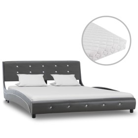 Bed with gray synthetic leather mattress 140x200 cm by vidaXL, Beds and slatted bases - Ref: Foro24-277581, Price: 393,99 €, ...