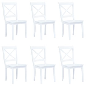 Sillas de comedor 6 unidades madera maciza de caucho blanco de vidaXL, Sillas de comedor - Ref: Foro24-277543, Precio: 395,34...