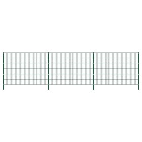 Panel de valla con postes de hierro verde 5,1x1,2 m de vidaXL, Paneles de vallas - Ref: Foro24-278663, Precio: 277,99 €, Desc...