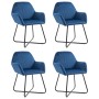 Sillas de comedor 4 unidades terciopelo azul de vidaXL, Sillas de comedor - Ref: Foro24-277005, Precio: 436,27 €, Descuento: %