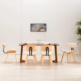 Dining chairs 6 pcs curved wood and cream synthetic leather by vidaXL, dining chairs - Ref: Foro24-278721, Price: 777,85 €, D...