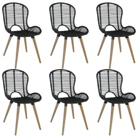 Dining chairs 6 units of black natural rattan by vidaXL, dining chairs - Ref: Foro24-275838, Price: 510,52 €, Discount: %