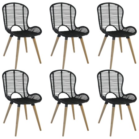 Dining chairs 6 units of black natural rattan by vidaXL, dining chairs - Ref: Foro24-275838, Price: 520,93 €, Discount: %