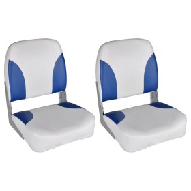 2x Asiento barco respaldo plegable cojín azul blanco 41x36x48cm de vidaXL, Piezas para veleros - Ref: Foro24-279103, Precio: ...