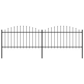 Garden fence with black steel spearheads (1.25-1.5)x3.4m by vidaXL, fence panels - Ref: Foro24-277731, Price: 155,34 €, Disco...