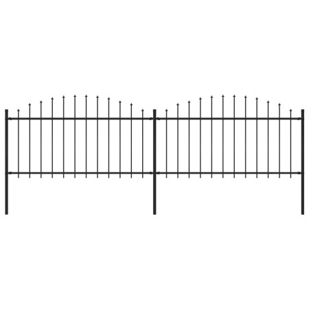 Garden fence with black steel spearheads (1.25-1.5)x3.4m by vidaXL, fence panels - Ref: Foro24-277731, Price: 155,34 €, Disco...