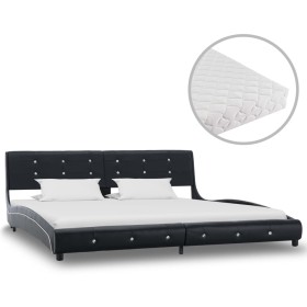 Cama con colchón cuero sintético negro 180x200 cm de vidaXL, Camas y somieres - Ref: Foro24-277578, Precio: 459,99 €, Descuen...