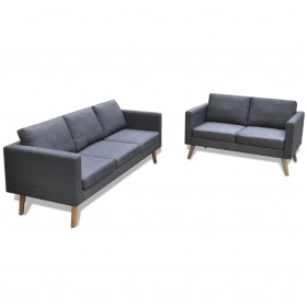 Conjunto de sofás de 2 y 3 plazas de tela gris oscuro de vidaXL, Sofás - Ref: Foro24-272194, Precio: 531,58 €, Descuento: %