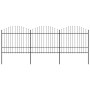 Garden fence with black steel spearheads (1.5-1.75)x5.1m by vidaXL, fence panels - Ref: Foro24-277741, Price: 265,69 €, Disco...