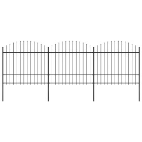 Garden fence with black steel spearheads (1.5-1.75)x5.1m by vidaXL, fence panels - Ref: Foro24-277741, Price: 265,69 €, Disco...