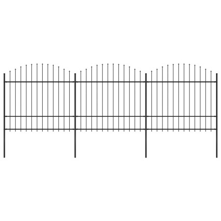 Garden fence with black steel spearheads (1.5-1.75)x5.1m by vidaXL, fence panels - Ref: Foro24-277741, Price: 265,69 €, Disco...