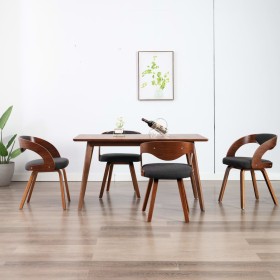 Dining chairs 4 units curved wood and dark gray fabric by vidaXL, dining chairs - Ref: Foro24-278842, Price: 502,04 €, Discou...