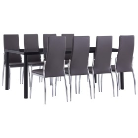 Juego de comedor 9 piezas cuero sintético gris de vidaXL, muebles para cocinas y comedores - Ref: Foro24-3053138, Precio: 619...