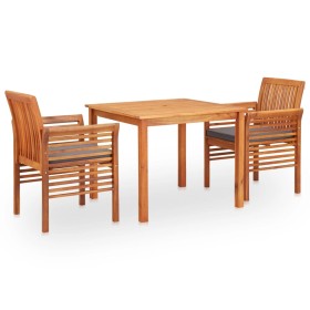 Set comedor de jardín 3 pzas y cojines madera maciza de acacia de vidaXL, Conjuntos de jardín - Ref: Foro24-278901, Precio: 3...