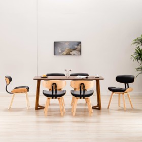 Dining chairs 6 pcs curved wood black synthetic leather by vidaXL, dining chairs - Ref: Foro24-278723, Price: 907,99 €, Disco...