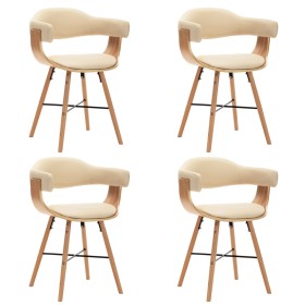 Dining chairs 4 pcs synthetic leather and cream curved wood by vidaXL, dining chairs - Ref: Foro24-279497, Price: 504,99 €, D...