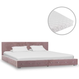 Bed with pink velvet mattress 180x200 cm by vidaXL, Beds and slatted bases - Ref: Foro24-278166, Price: 473,99 €, Discount: %