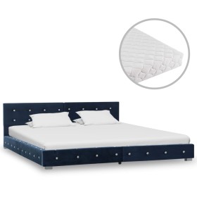 Cama con colchón de terciopelo azul 160x200 cm de vidaXL, Camas y somieres - Ref: Foro24-278160, Precio: 517,99 €, Descuento: %