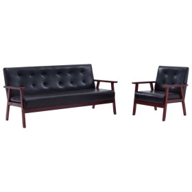 2-teilige Sofagarnitur aus schwarzem Kunstleder von vidaXL, Sofas - Ref: Foro24-278397, Preis: 395,60 €, Rabatt: %